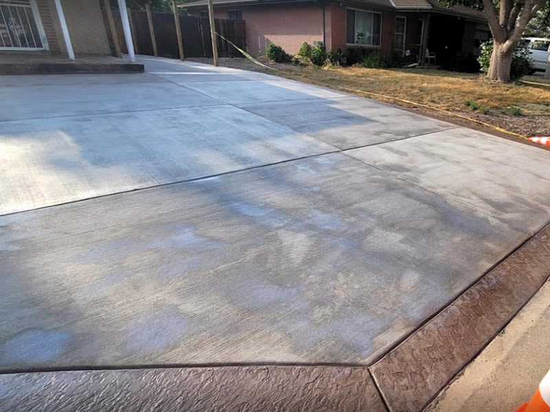 Stamped concrete edge and driveway