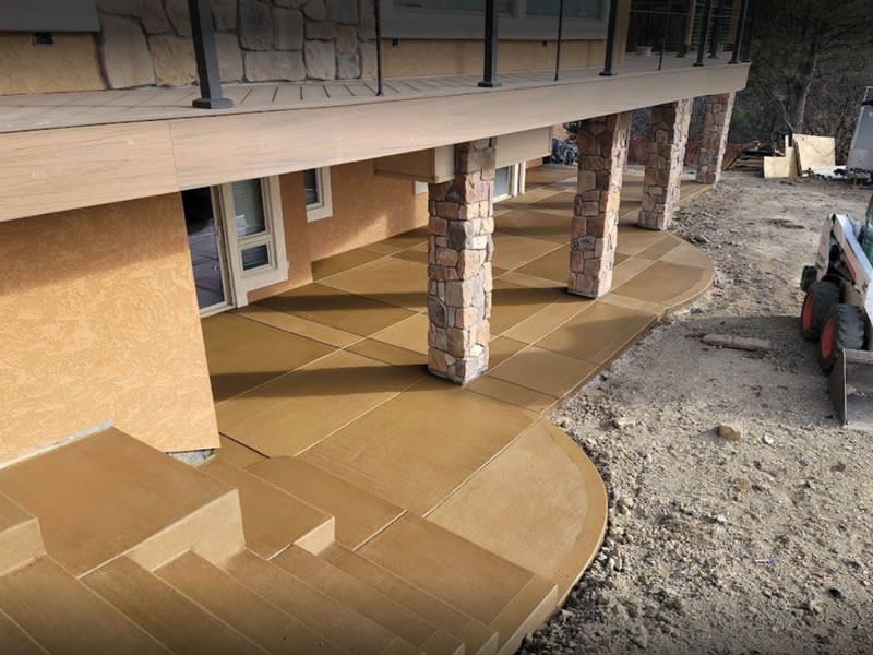 Colored concrete patio and stairs