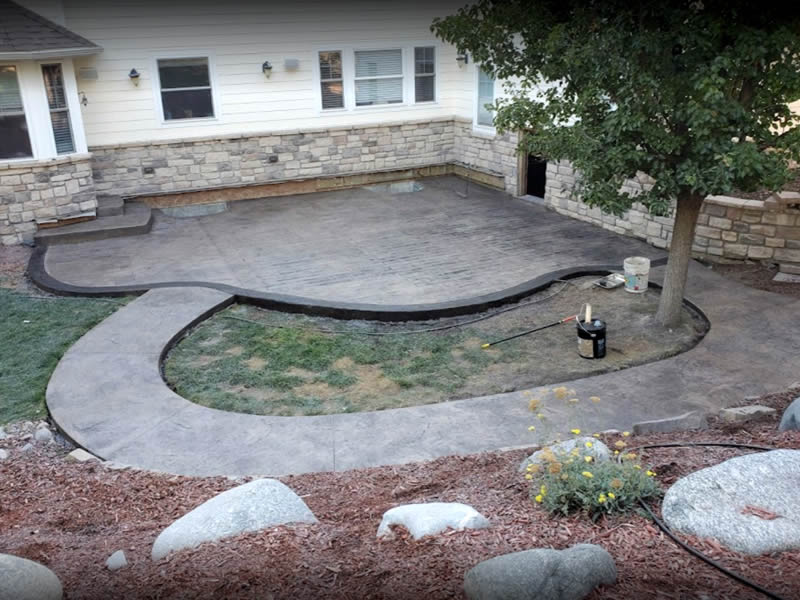Stamped concrete patio and walkway