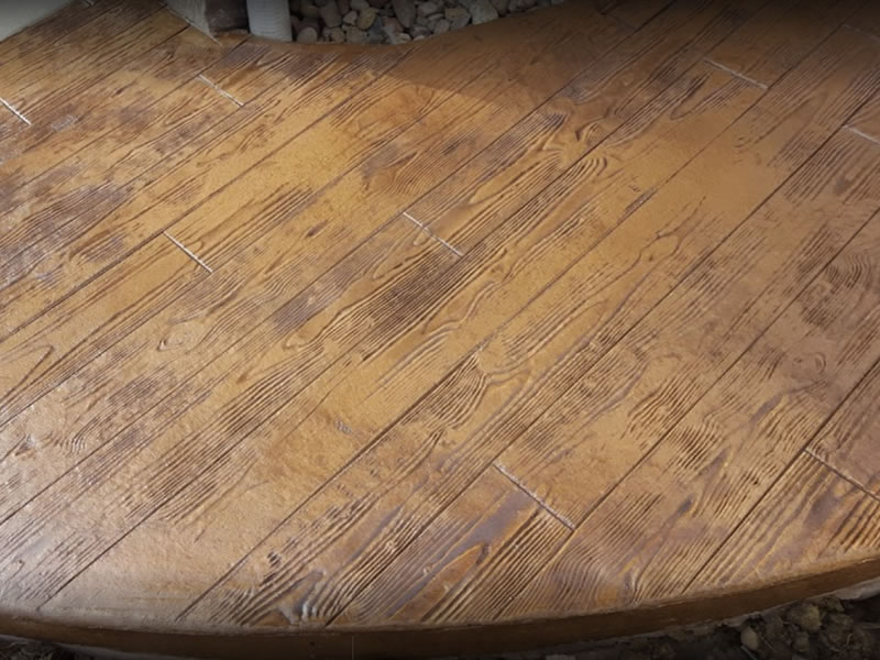 Wood patterned stamped concrete