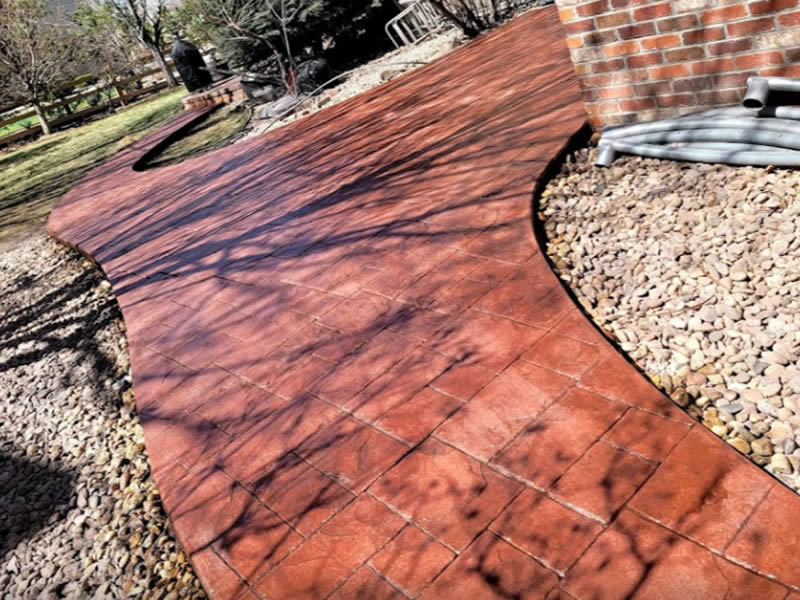 Stamped concrete colored walkway