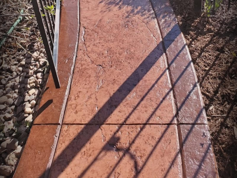 Stamped sidewalk with borders