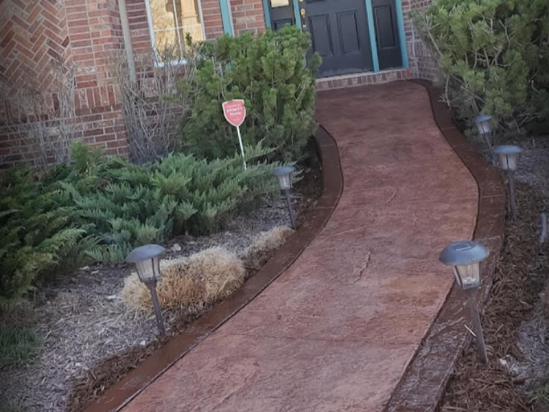 Stamped concrete sidewalks