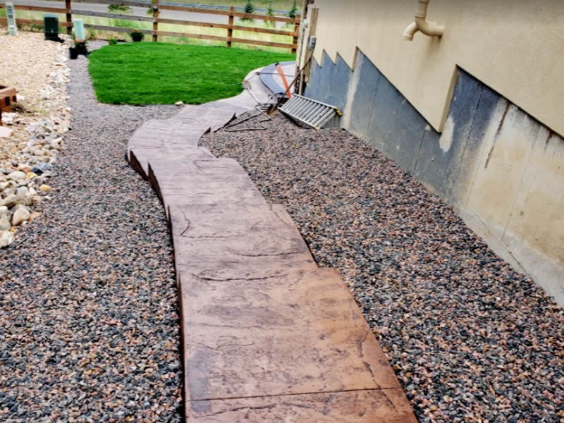 Stamped concrete walkway