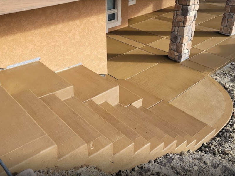 Concrete stairs with side landings for planters