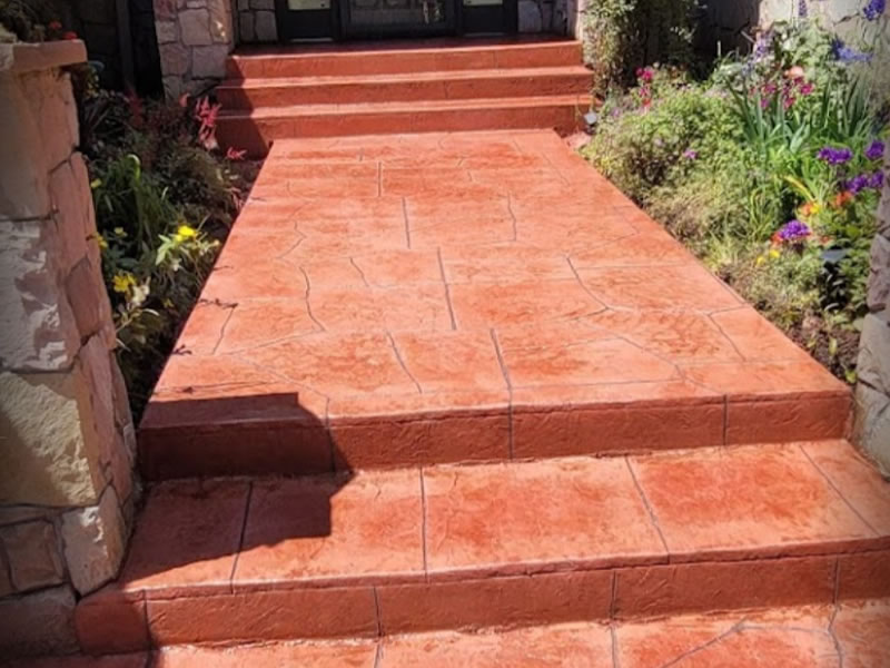 Beautiful custom stamped concrete stairs